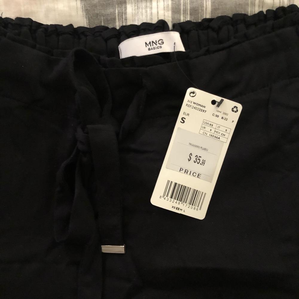 Mango MNG basics black casual pants with front tie